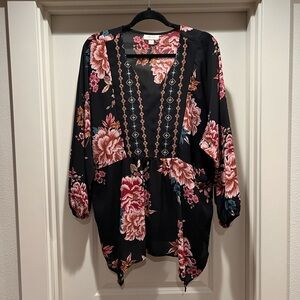 Style & Co Black Floral Blouse